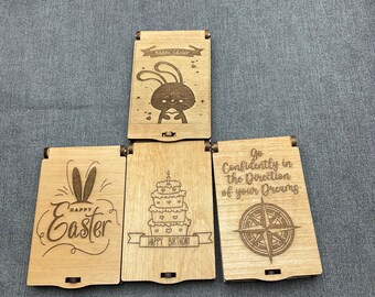Unique Wood Gift Card Holder Gift Box with Lid Laser Design
