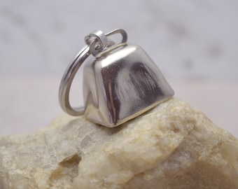 Cowbell Silver Tone Mini Keychain