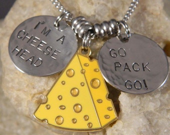 Green Bay Packers I'm a Cheesehead Packer Cheese Wedge Charm Necklace