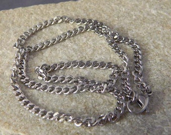 24 inch Men's Stainless Steel Flat Curb Necklace