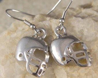 Metal Silver Football Helmet Earrings