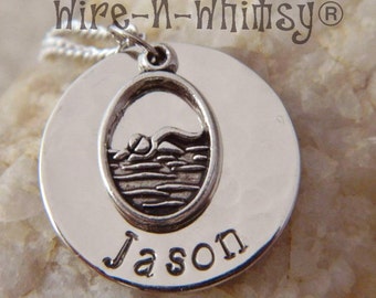 Personalized Name Swimming Swimmer Diving Charm Necklace or Keychain