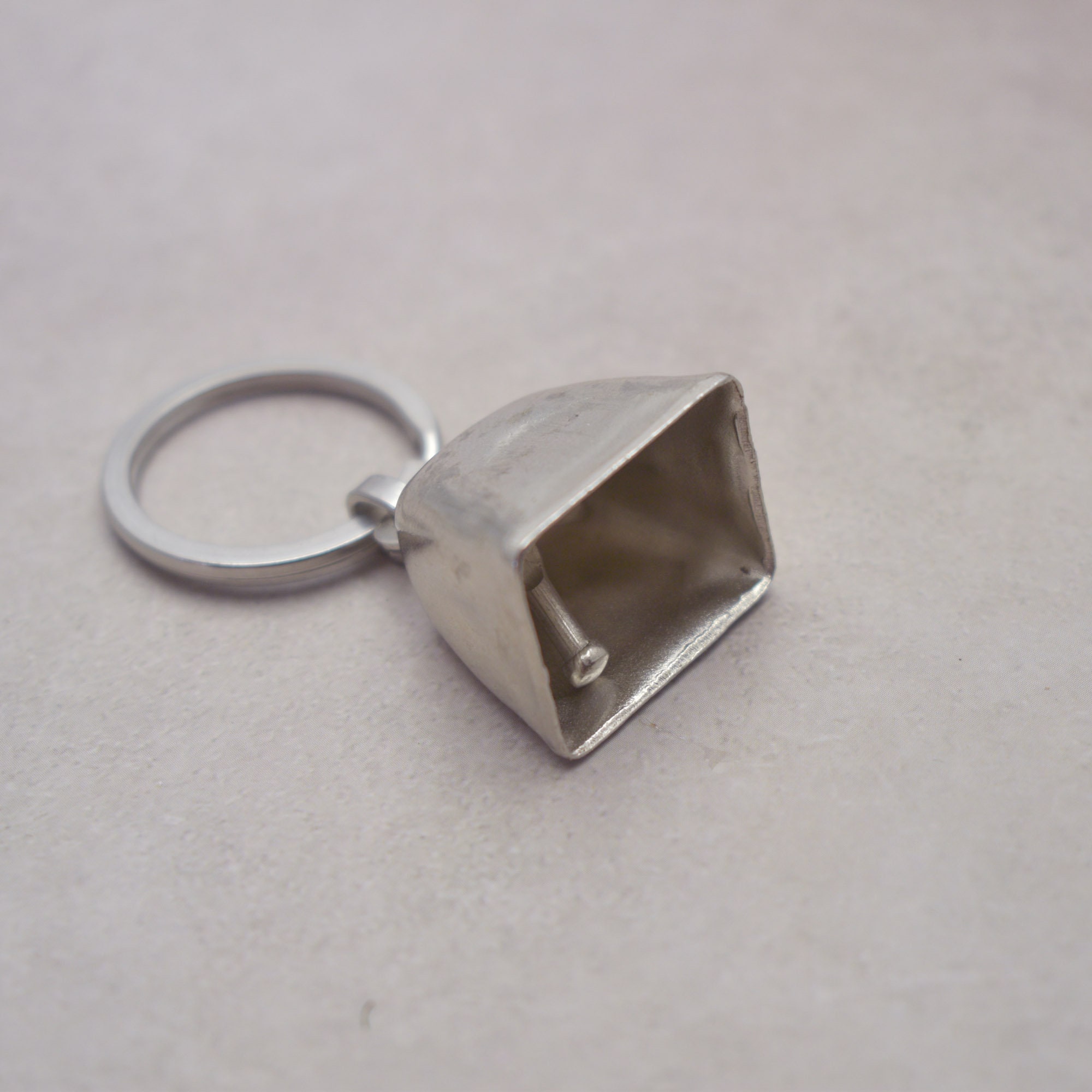 Cow Bell Key Chain Cowbell Silver Tone Mini Keychain - Etsy