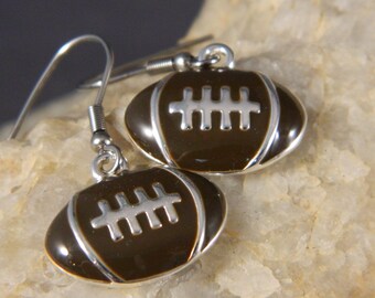 Brown Enameled Football Earrings