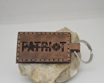 American Flag Patriot 2nd Amendment Leather Keychain