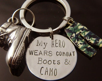 My Hero Wears Combat Boots & Camo Keychain