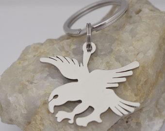 Bald Eagle Hammered Stainless Steel Keychain