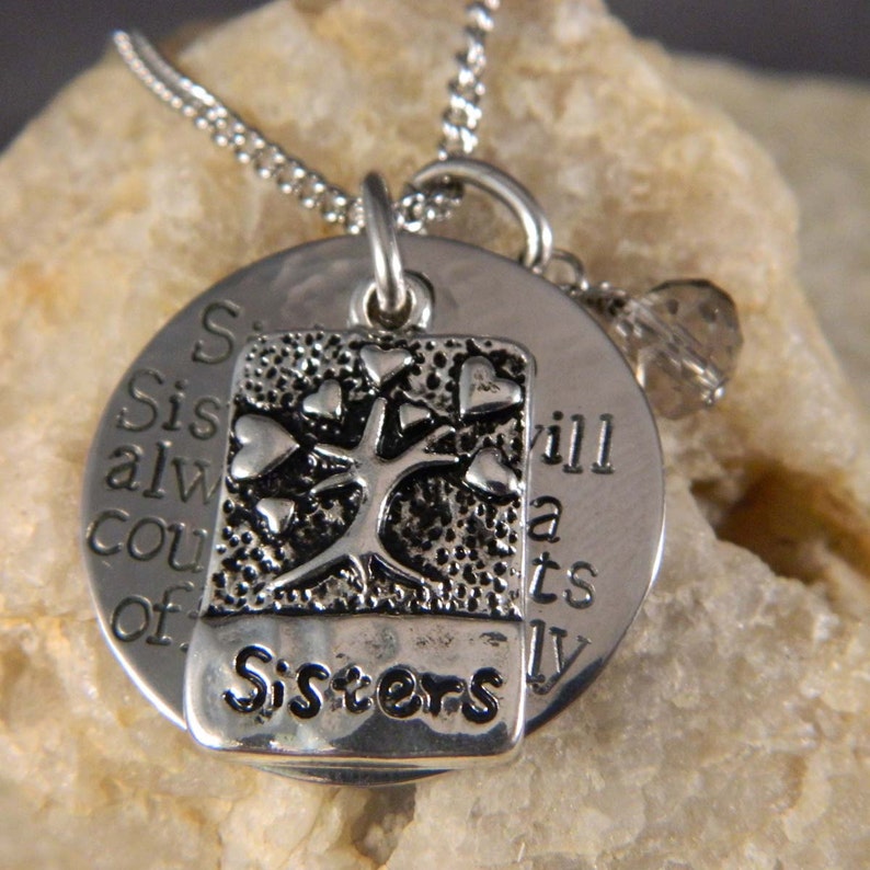 Sister to Sister we will Always Be, A Couple of nuts off The Family Tree Handstamped Necklace image 3