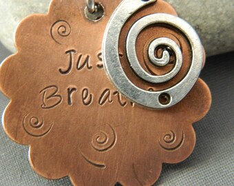 Just Breathe Copper and Silver Spiral Necklace