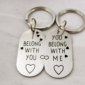 Couples I Belong with You & You Belong with Me Matching Stainless Steel Keychains