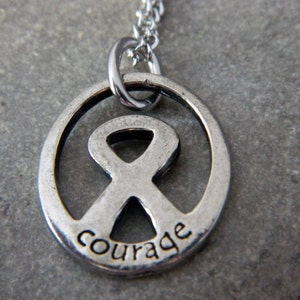 Courage Breast Cancer Ribbon Necklace image 2