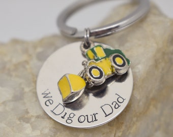 We Dig our Dad with Construction Vehicle Keychain