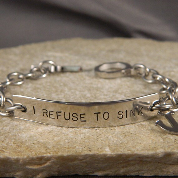 I Refuse To Sink Stainless Steel Bracelet With Anchor