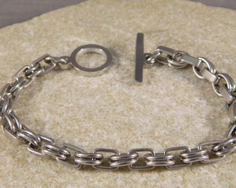 Oval and Square Stainless Steel Link Bracelet