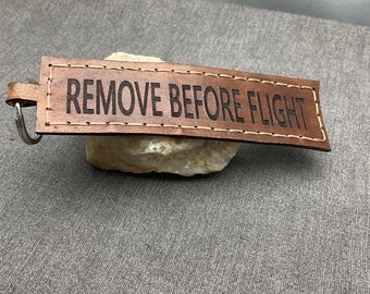 REMOVE BEFORE FLIGHT Genuine Leather Keychain Key fob Pilot Gift Luggage Bag Tag Aviation Theme