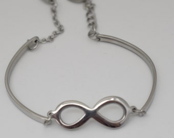 Infinity with Heart Charm Stainless Steel Bracelet