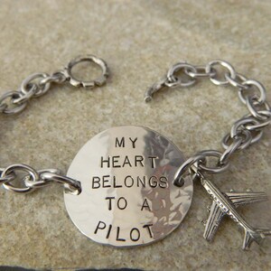 My Heart Belongs to a Pilot Handstamped Bracelet image 3