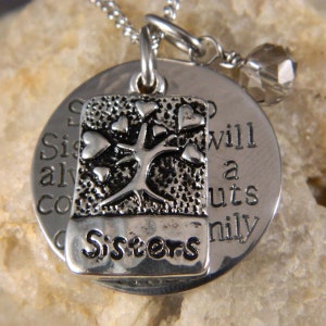 Sister to Sister we will Always Be, A Couple of nuts off The Family Tree Handstamped Necklace image 1