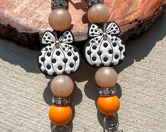 Polka Dot Pumpkin Silicone Beaded Kindle Strap | Halloween eReader Accessory