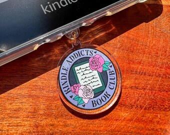 Kindle Addicts Book Club – Acrylic USB-C Dust Plug Charm for Kindle & E-Readers, Perfect Bookish gift for Book Lovers