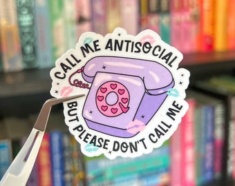 Antisocial Introvert Vinyl Sticker | Funny Aesthetic, Phone Design