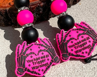 You Had Me at Trigger Warnings – Silicone Beaded Bookish Keychain – Dark Romance, Spicy Smutty Bookish Gift