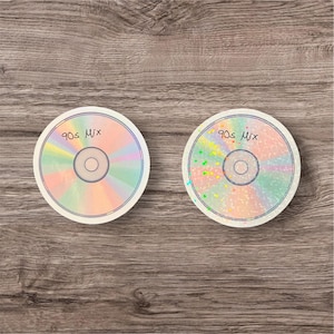 90s Mix CD Sticker | Holographic Retro Vinyl Sticker for 90s Music Lovers | Nostalgic Laptop Decal | 90s Music | Compact Disc Sticker