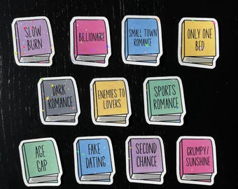 Romance Book Tropes Holographic Sticker Pack | Bookish Gifts for Romance Readers & Book Lovers | BookTok Gift