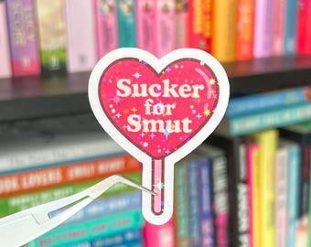 Sucker for Smut Holographic Sticker | Spicy Kindle Sticker for Romance Lovers | Book Lover and Smut Reader Sticker