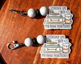 Book Boyfriend Acrylic Keychain: Silicone Beaded Bookish Charm