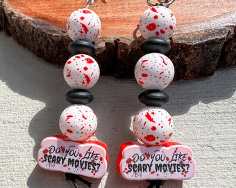 Horror Movie Keychain | Silicone Beaded Charm, Spooky Halloween Gift