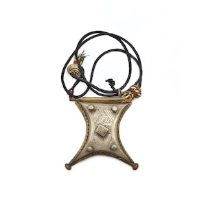 Antique Tuareg talisman pendant, Tcherot amulet silver tribal necklace pendant