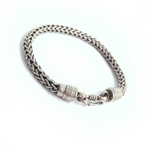 Old silver snake bracelet Delhi India, antique silver Indian chain bracelet