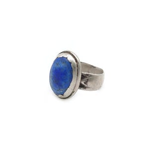 Antique silver and lapis stone ring Afghanistan, ancient silver ring with blue stone size 6