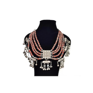 Antique silver and coral Yemeni necklace