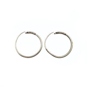 Antique silver tribal hoop earrings Afghan earhoops ethnic old jewelry