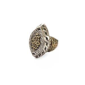 Vintage Afghan gilded silver and silver ring ethnic style statement ring size 9 Ghazni Afghanistan