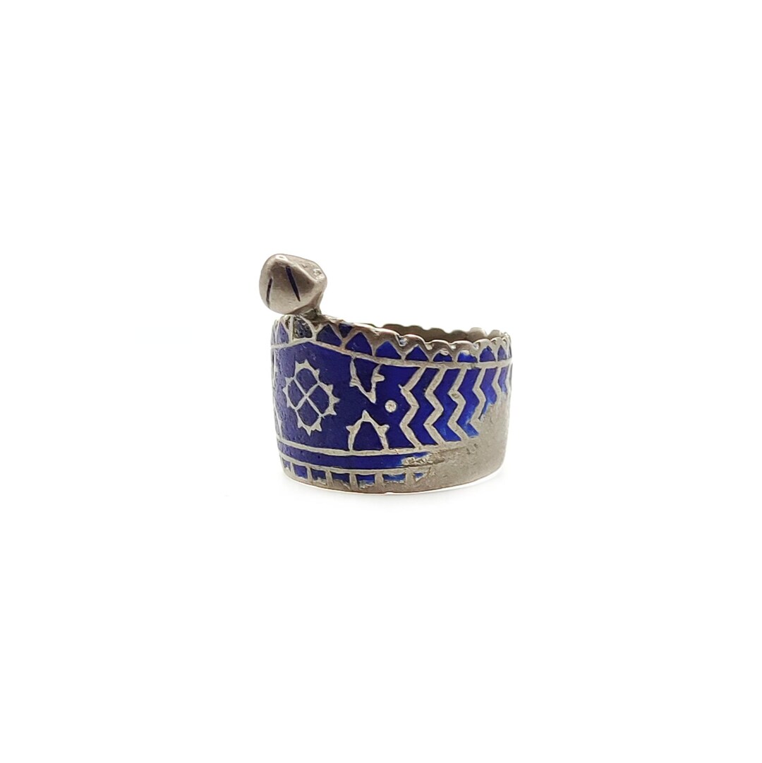 Multan Rong Antique Silver and Blue Enamel Ring Multan Pakistan, Size 9 - Etsy