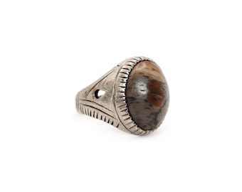 Bague énorme Avec Pierre Jaspe - Occasion - Bijou Statement Unique