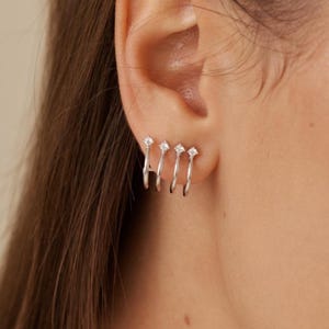 Gold Cuff Earrings | Triple Hoop CZ Earrings | Minimalist Ear Climber | Dainty Wrap Earrings | Chic Gift for Her | Gianna Earrings