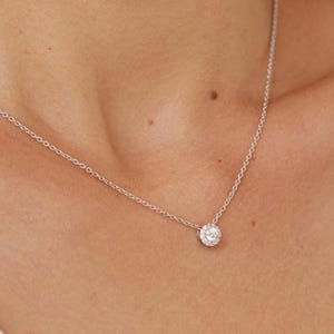 Halo Necklace I Gold-Plated Sterling Silver CZ Pendant I Dainty Everyday Necklace I Elegant Minimalist Jewelry I Gift for Her I DOMON