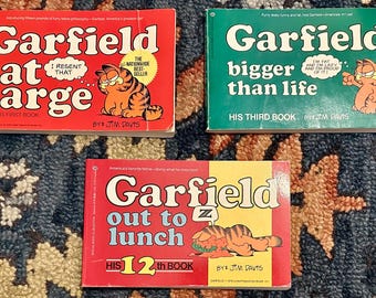 GARFIELD 1º, 3º e 12º livro Brochura Jim Davis 1980 1981 1986 Primeiras edições