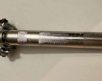 Vintage Fluted 25.4mm Seat Post 9” Long w/ Saddle Clamps Very Good Condition