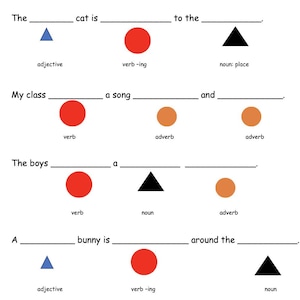 Mad Libs Montessori con símbolos gramaticales