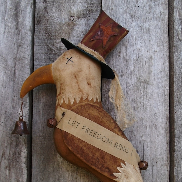 Motif primitif/americana primitif/ LET FREEDOM RING Eagle Door Hanger pattern/primitive eagle/