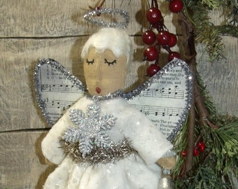 OH BELLA ANGEL Ornament/My Primitive saltbox/vintage style ornies collection/Christmas pattern/Instant Download/Primitive Pattern