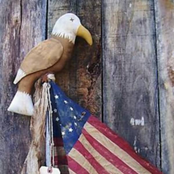 Primitive pattern AMERICANA FLAG EAGLE Flag Pole /primitive pattern/pdf/instant download/primitive flag/Betsy Ross Flag