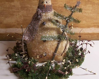 Pupazzo di neve primitivo/La mia scatola di sale primitiva/IL MIO ALBERO PUPAZZO DI NEVE Modello centrotavola/modello pupazzo di neve invernale/ghirlanda di pino/Natale primitivo/albero