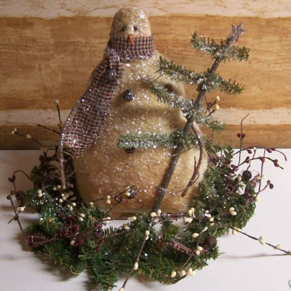 Primitive snowman/My Primitive saltbox/MY TREE SNOWMAN Centerpiece pattern/winter snowman pattern/pine wreath/primitive Christmas/tree