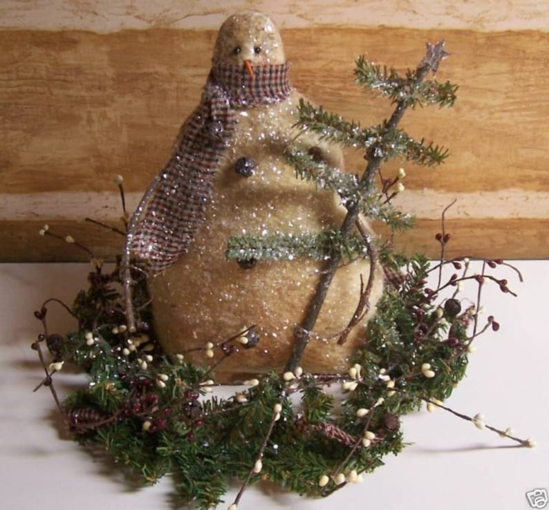 Primitive snowman/My Primitive saltbox/MY TREE SNOWMAN Centerpiece pattern/winter snowman pattern/pine wreath/primitive Christmas/tree image 1